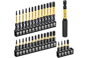 TGFTGF Impact Torx Bit Set 31PCS (T5 T6, TT7-TT40), 1” 2” S2 Steel Security Torx, Tamper Proof Star Bit Set with Magnetic CNC Machined Tips, Impact Screwdriver Bits with Bit Holder Storage Case