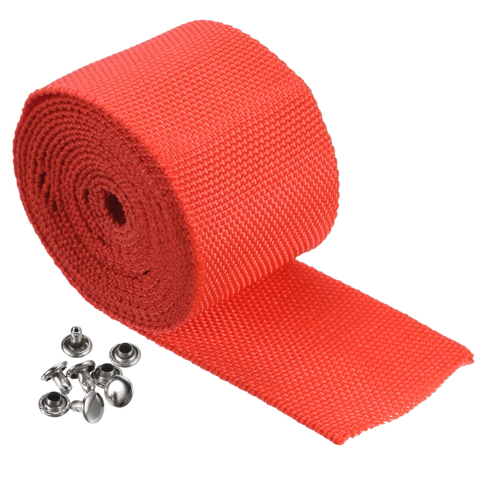 PATIKIL Winch Rope Protector 2m/6.56ft, Polyester Protective Sleeve with Buckle Universal for 4.5cm/1.77in Width Cable Line, Red