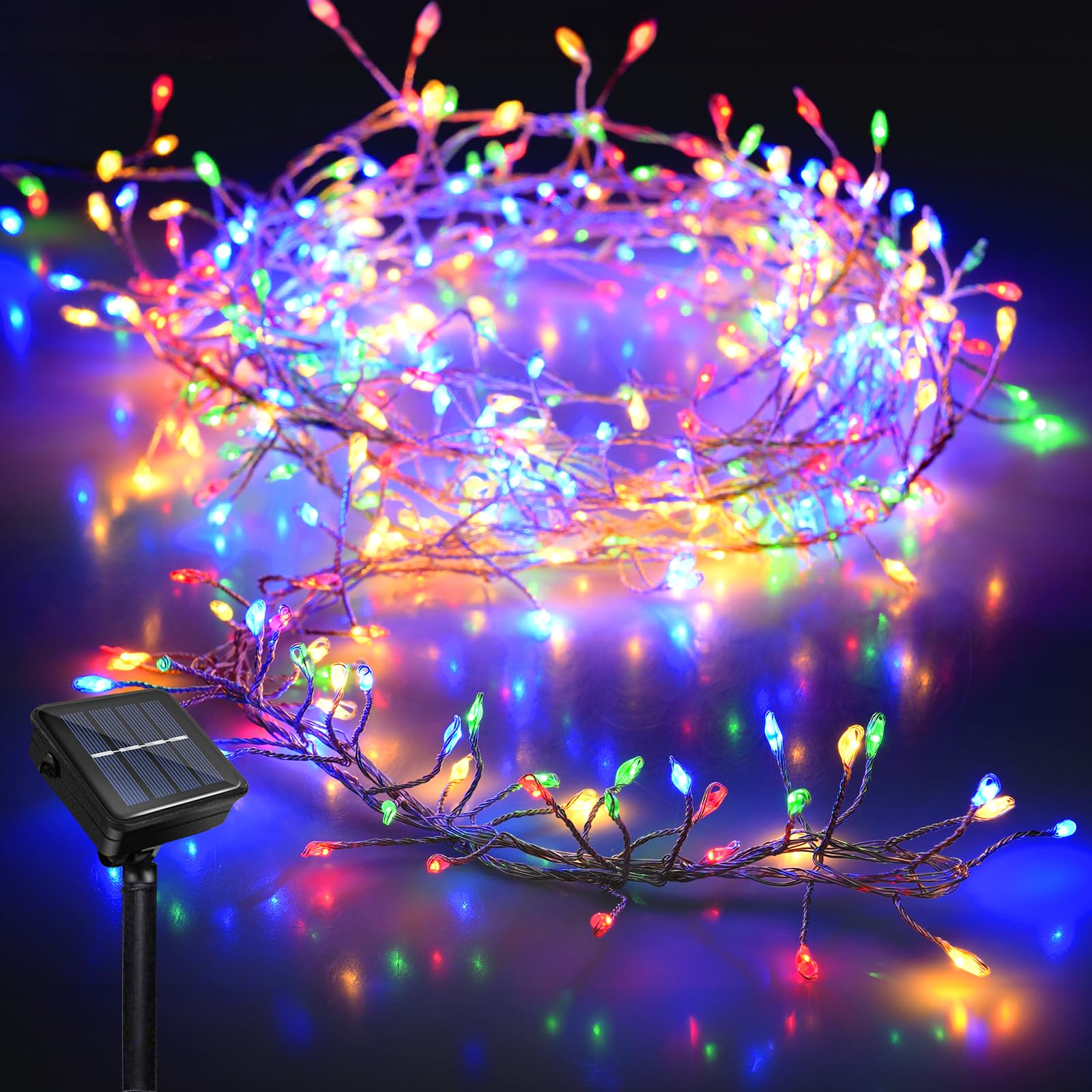 Micacorn Solar Garden Lights, 200LEDs Christmas Solar Willow Tree Lights, 6M/20Ft Waterproof Fairy String Light 8 Modes Firecracker Copper Wire Light for Home Yard Christmas Decoration