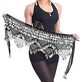Belly Dance Hip Scarf, Belly Dancer Outfit with 320Pcs Dangling Coins - for Belly Dancing, Yoga, and Dance Training