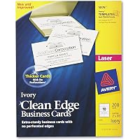Amazon.com : Avery 5876 Clean Edge Business Cards, Laser, 2 X 3 1/2 ...