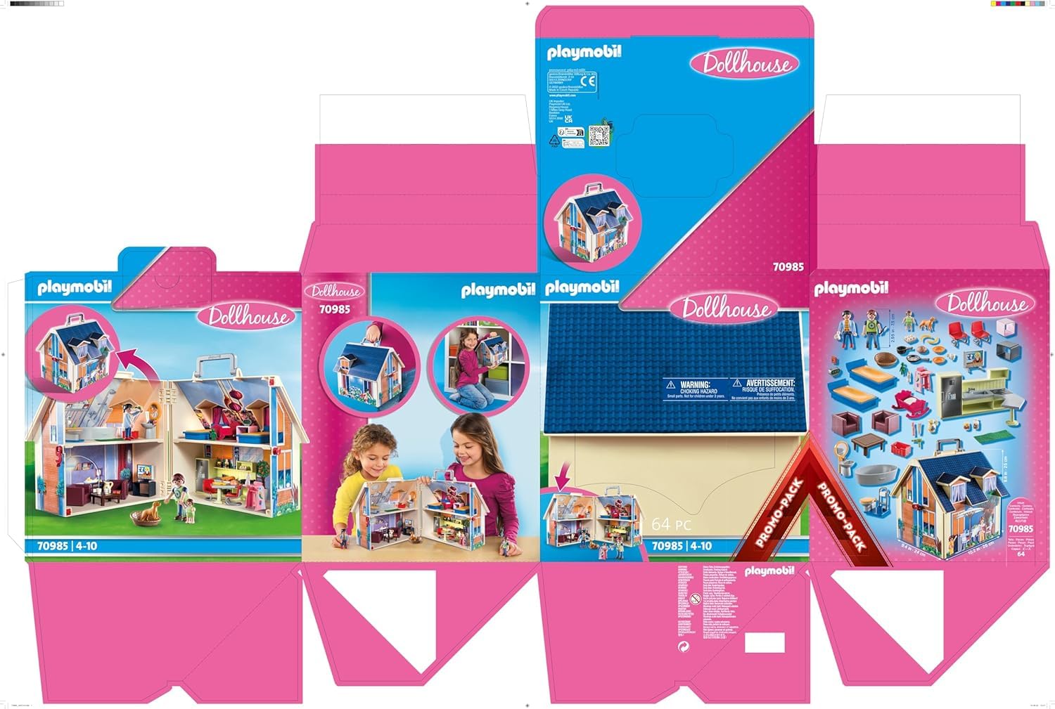 PLAYMOBIL | Dollhouse |Spielzeug für Kinder ab 4 Jahren | Mitnehm-Puppenhaus mit Griff | 70985 9