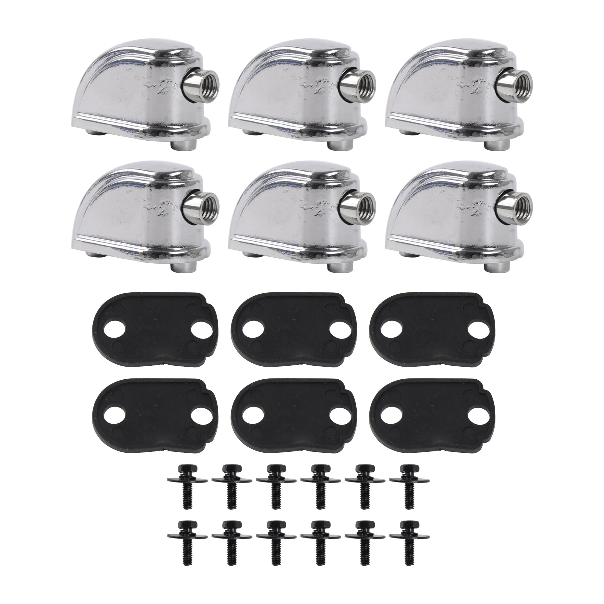 Yibuy 6x Triangle Snare Drum Lugs Silver 26mm Hole Spacing for Percussion Accessories