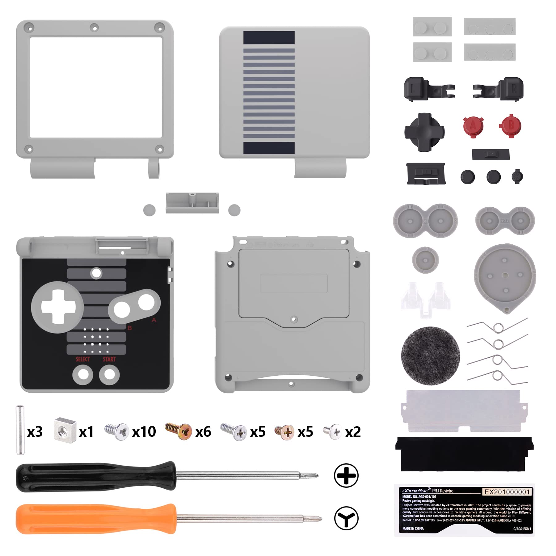 Photo 1 of IPS Ready Upgraded eXtremeRate Classic NES Style Custom Replacement Housing Shell for Gameboy Advance SP GBA SP – Compatible with Both IPS & Standard LCD – Console & Screen NOT Included