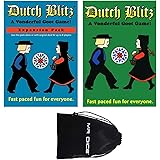 Original Dutch Blitz and Expansion Pack Card Game Bundle with Mr Dice Drawstring Bag - Total 3 Items