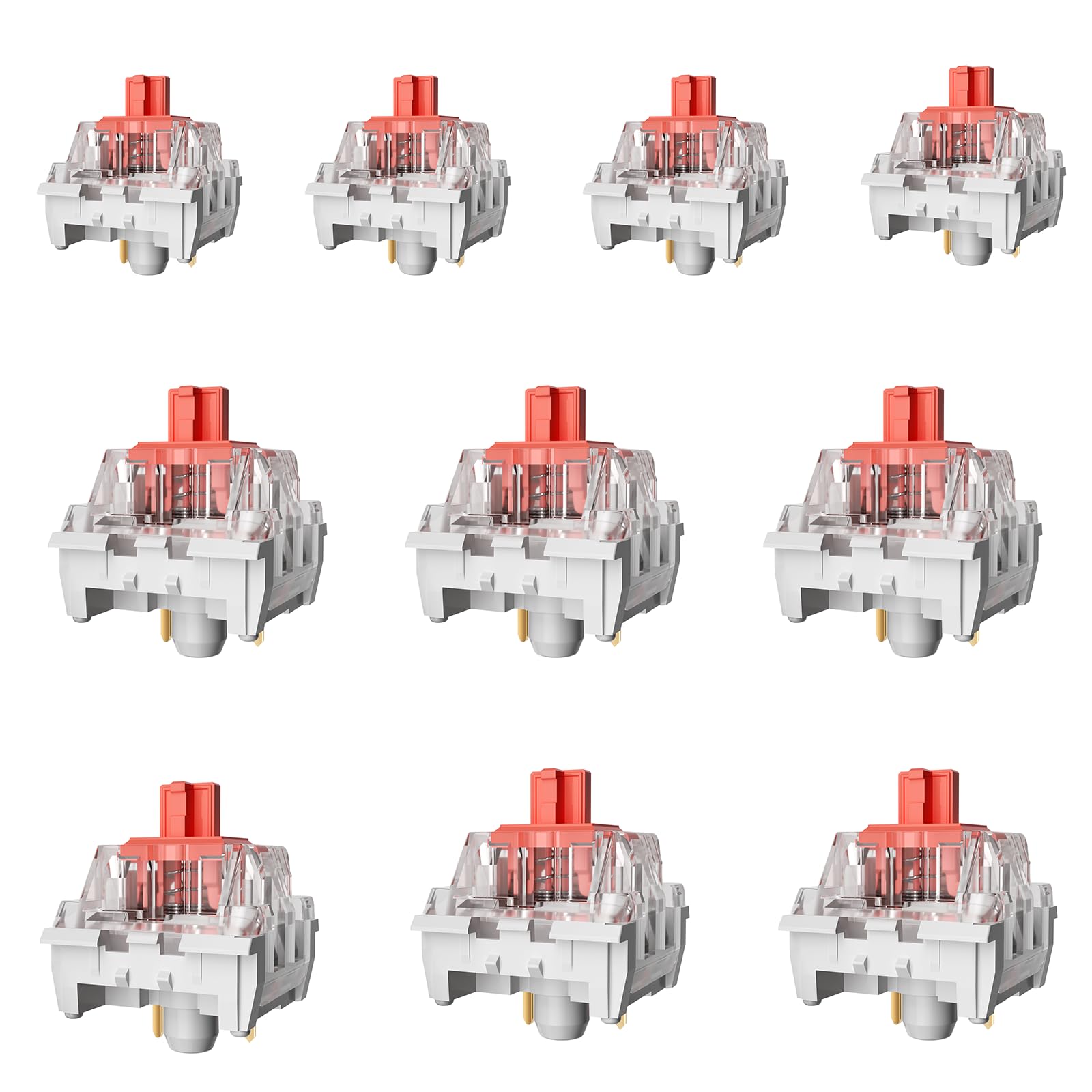 Photo 1 of Fejwlvs ZhouWang Red Switch 3 Pin 50gf Pre-Lubricated,Dustproof Linear Switch,Suitable for RGB,Mechanical Gaming Keyboards?MX Mechanical Keyboard(Red,72PCS)