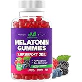 Melatonin 20mg Gummies (120 Count) - Maximum Strength Sleep Support for Adults with 10mg of Melatonin Per Gummy - Gluten-Free, Non-GMO, Vegetarian, Great Tasting Mixed Berry Flavor - 60 Servings