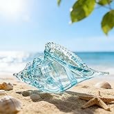 QFkris 9.9" Hand Blown Glass Conch Seashell Figurine Home Decor Art Glass Sea Shell Sculpture