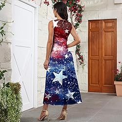 CHRATLHI Patriotic Dress for Women Long Fourth of