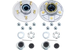 GREPSPUD 2 Sets Galvanized Trailer Hub Kits 5 on 4.5'' for 3500 lbs 1-1/16'' to 1-3/8'' #84 Tapered Axle, Prelubricated L44649 L68149 Bearings 5x4.5 Trailer Idler Hub 5 Lug Bolt Trailer Wheel Hub Kit