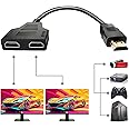HDMI Splitter Cables Male 1080P to Dual Female 1 to 2 Way HDMI Splitter Adapter Cable for HDTV HD, LED, LCD, TV, Mirror Only Support Two The Same Size TVs at The Same Time