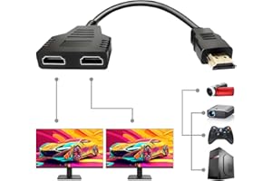 Sorthol HDMI Splitter Cables Male 1080P to Dual Female 1 to 2 Way HDMI Splitter Adapter Cable for HDTV HD, LED, LCD, TV, Mirror Only Support Two The Same Size TVs at The Same Time 30cm