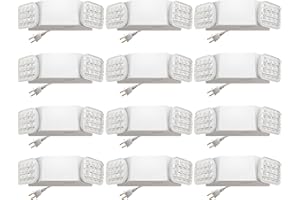 ROCEEI 12 Pack LED Emergency Lights with Battery Backup Commercial Emergency Lights Two Head Adjustable Wall Mount Hardwired Emergency Exit Light Fixtures for Business(Plug in Style)