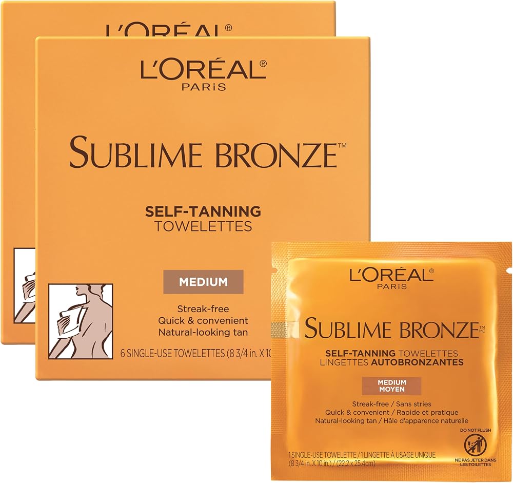 L'Oreal Paris Sublime Bronze Towelettes Medium Tan Streak-Free Sunless Tanner 6