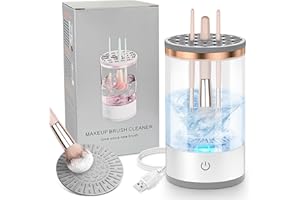 CISBELW Electric Makeup Brush Cleaner, Quick Efficient Machine for Deep Cleaning All Types of Brushes, Portable Compact Design for Travel Home Use, for Makeup Lovers & Professionals - Transparent