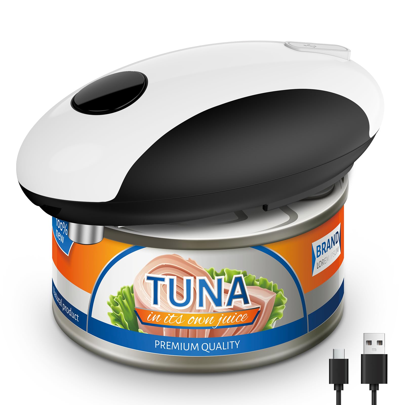 USB Rechargeable Electric Can Opener – Battery Operated, One Touch Automatic Operation, Magnetic Lid Holder & Smooth Edge Cutting, Cordless & Easy to Use for Seniors, Works with All Standard Cans