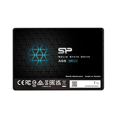 Silicon Power 1TB SSD 3D NAND A55 SLC Cache Performance Boost SATA III 2.5" 7mm (0.28") SSD Internal Solid State Drive (SU001TBSS3A55S25EC)