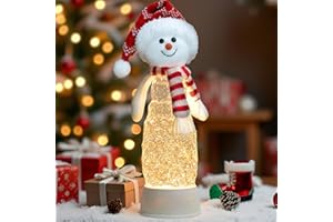 ZQQLITE Christmas Snowman Snow Globes Lantern Musical Lighted Water Lantern Snow Globe Swirling Glitter Snowglobes with 6H Timer USB Operated Snowglobe Christmas Decoration for Home & Gift- Red Hat