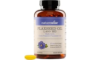 NatureWise Flaxseed Oil 1400 mg, Fish Free, High Potency Omega 3 with 812 mg ALA, Dietary Supplement for Heart Health Support - Organic, Cold Pressed, Non-GMO - 120 Softgels[120-Day Supply]