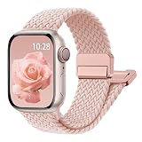 Magnetic Braided Stretchy Loop - Compatible with Apple Watch Band 42mm 46mm 40mm 41mm 44mm 45mm 38mm Ultra/2 49mm Women Men,Elastic Woven Fabric Nylon Strap for iWatch Ultra Series 10 9 8 7 6 5 4 3 SE