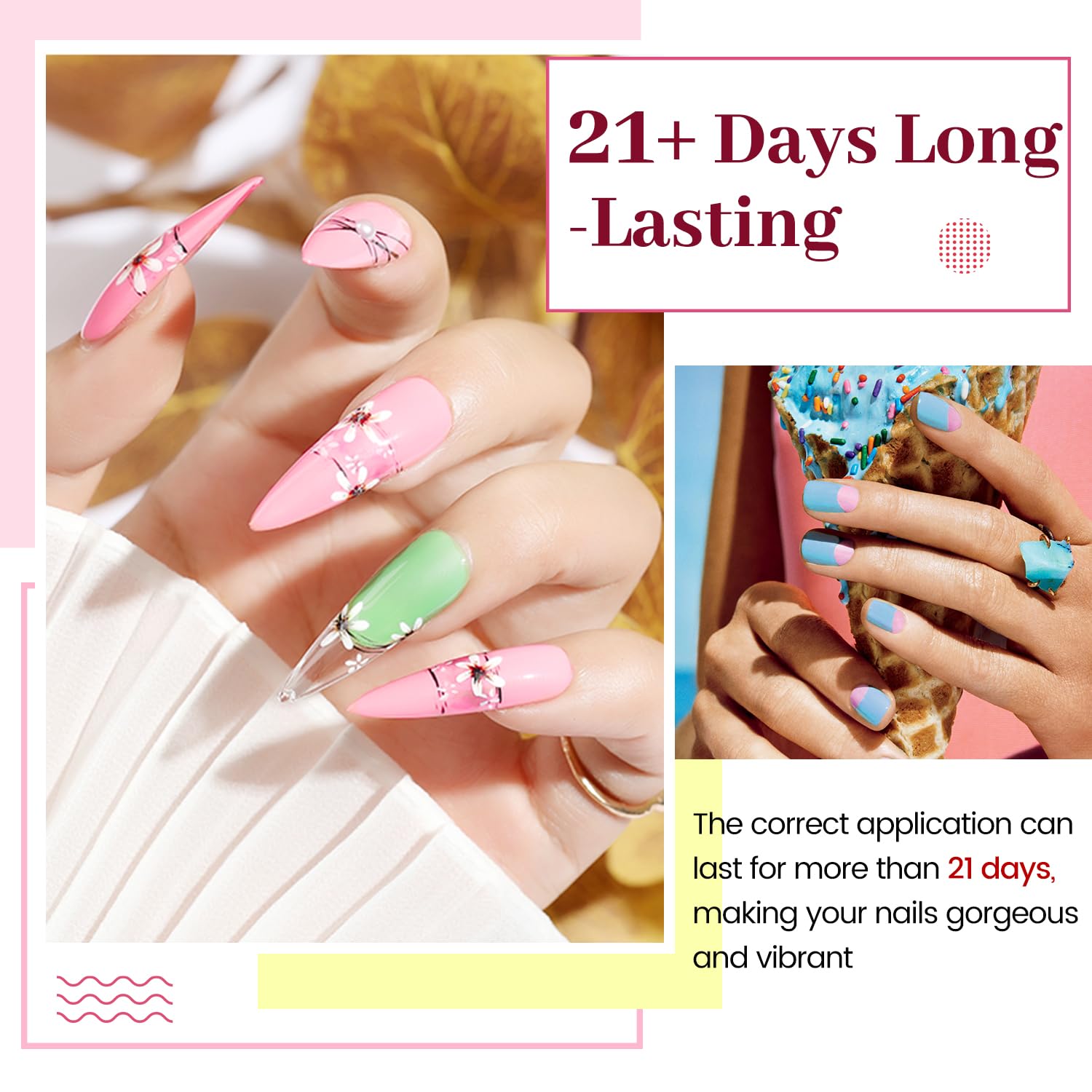 JODSONE 23 PCS Gel Polish Kit Colorful Fashion Classic Nail Gel Set 3 Bottles of Base Coat Matte and Glossy Top Coat - Image 5