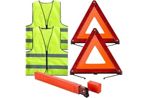 NYXOVA Warning Triangle Kit with Reflective Warning Vest, Reflective Warning Road Safety Triangle Kit, Foldable Safety Triang
