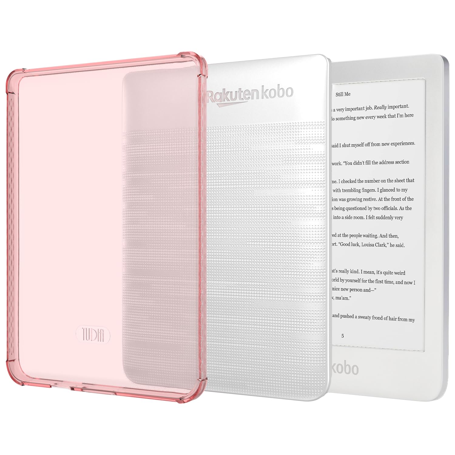 TUDIA SKN Designed for Kobo Clara HD Case 6" (2018) Back Cover, [Reinforced Corners] Shockproof Slim Anti-Yellowing Silicone Gel Clear Back Lightweight Grip TPU Bumper for eReader (Clear Pink)
