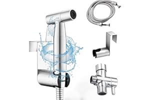 GCGWEQS Brushed Nickel Handheld Bidet Sprayer for Toilet, Premium Stainless Steel Bathroom Bidet Sprayer Set, Baby Cloth Diaper Sprayer with Complete Bidet Spray Hoses Kit, Support Wall or Toilet Mount