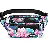 Waist Pack Bag Fanny Pack for Men&Women Hip Bum Bag with Adjustable Strap for Outdoors Workout Traveling Casual Running Hiking Cycling (New Black Flowers-1)