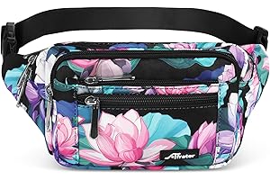 AFRETER Waist Pack Bag Fanny Pack for Men&Women Hip Bum Bag with Adjustable Strap for Outdoors Workout Traveling Casual Running Hiking Cycling (New Black Flowers-1)