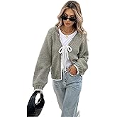 Tie Front Cardigan Fall Cardigans for Women Cute Bow Sweater Jacket Warm Boho Casual Jackets for Women Trendy
