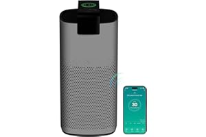 MERONTE Smart Air Purifier for Large Room up to 3600 sq.ft with HEPA Filter, Real-Time Air Quality Sensor & Voice Control-Gra