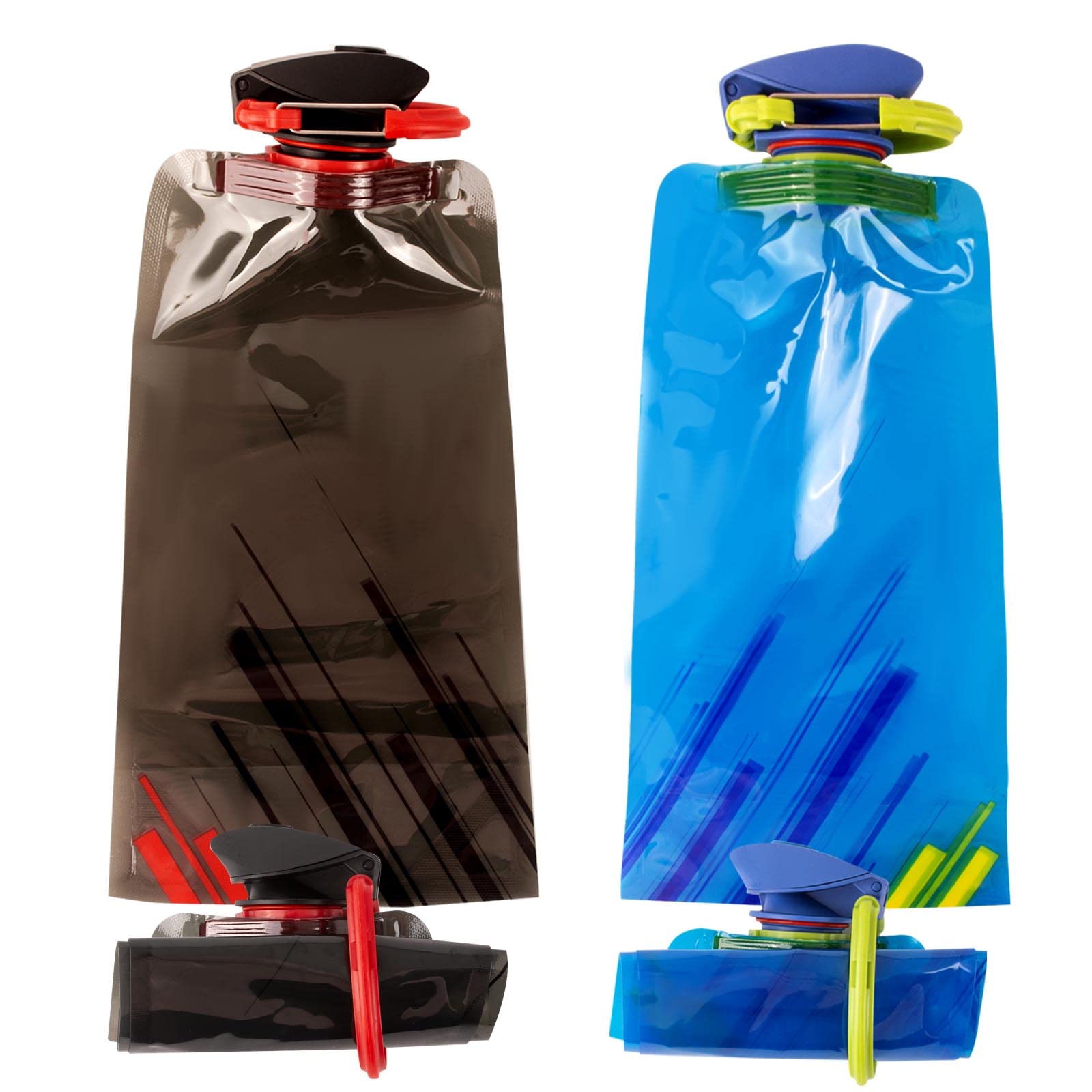 AYNKH Set of 4 Foldable Water Bottle, Flexible Reusable BPA Free Sports Drink Pouches 700ml Collapsible Soft Water Bags, Idea for Outdoor Sports