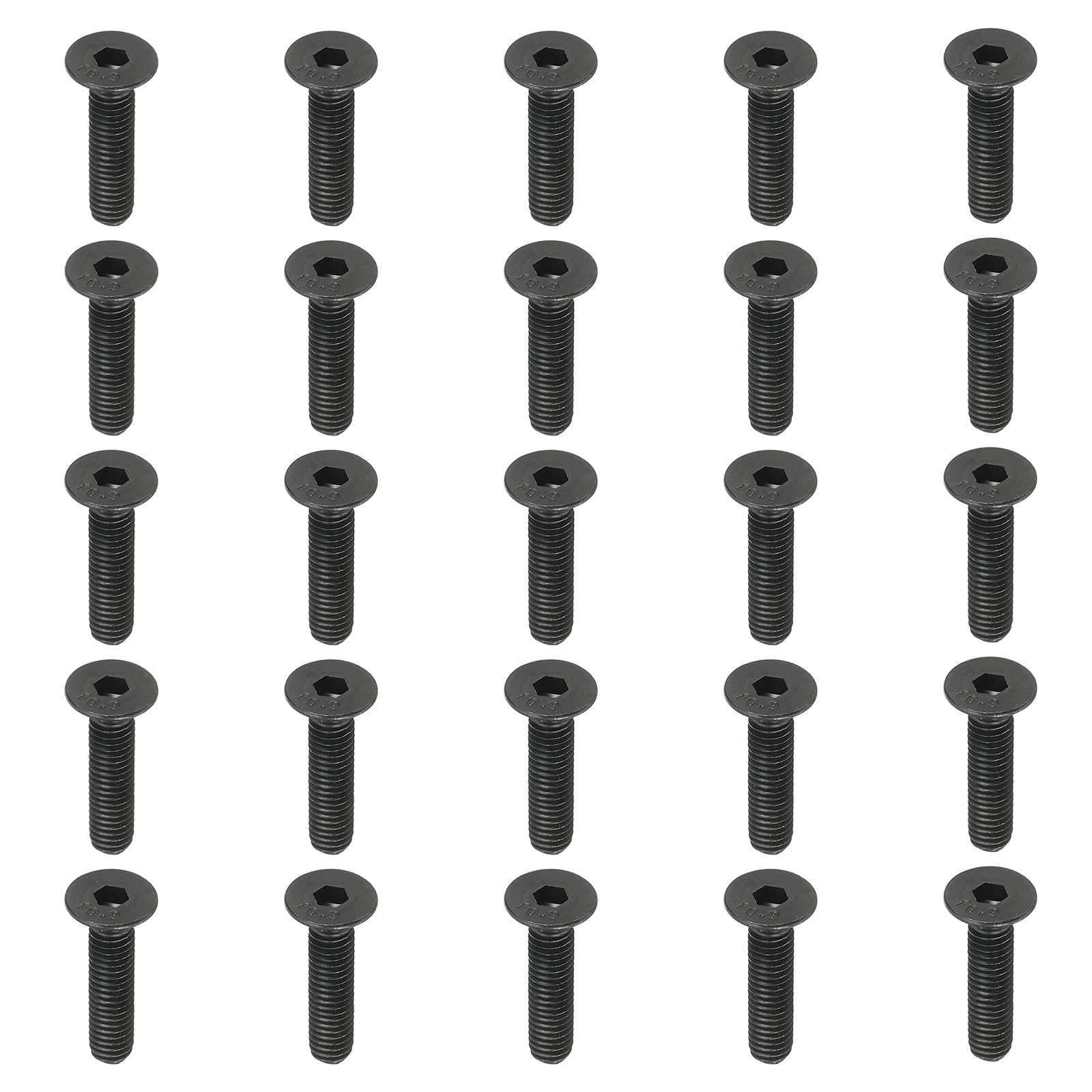 PATIKIL M6 x 25 mm Flat Head Socket Cap Screws, 20 Pack Flat Countersunk Bolts Medium Carbon Steel Hex Socket Drive Machine Screws Full Thread Black Oxide Grade 10.9