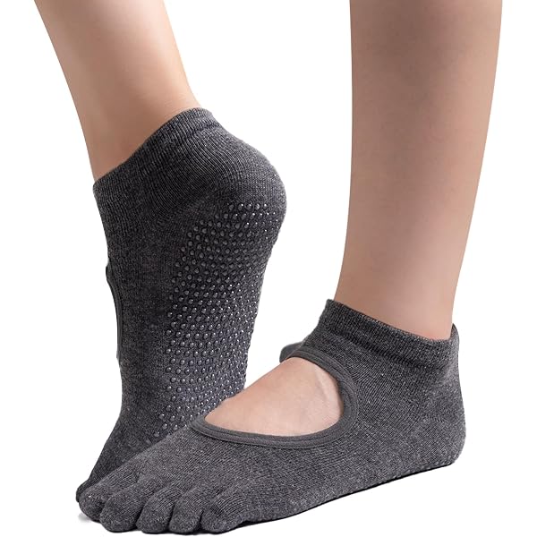 Men's Toeless Yoga Socks With Grips - Non-Slip Pilates Socks, One Size Fits 7-10