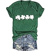 PIYEWO St Patricks Day Shirt Women, Prone to Shenanigans and Malarkey Shirts V Neck St. Patrick's Day Short Sleeve Tops