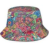 Kicoyuaz Fashion Trippy Bucket Hat Psychedelic Summer Unisex Print Bucket Hat