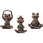 SOREFAFA Meditating Yoga Frog Figurines - Set of 3 Zen Garden Statues, Sculptures for Home Decor, Shelf Decor, Office, or Outdoor Patio - Peaceful Frog Lovers Gift for Women