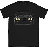 Bimmer E30 Yellow Headlights T-Shirt – Vintage Old School Euro Car Graphic Tee 100% Cotton