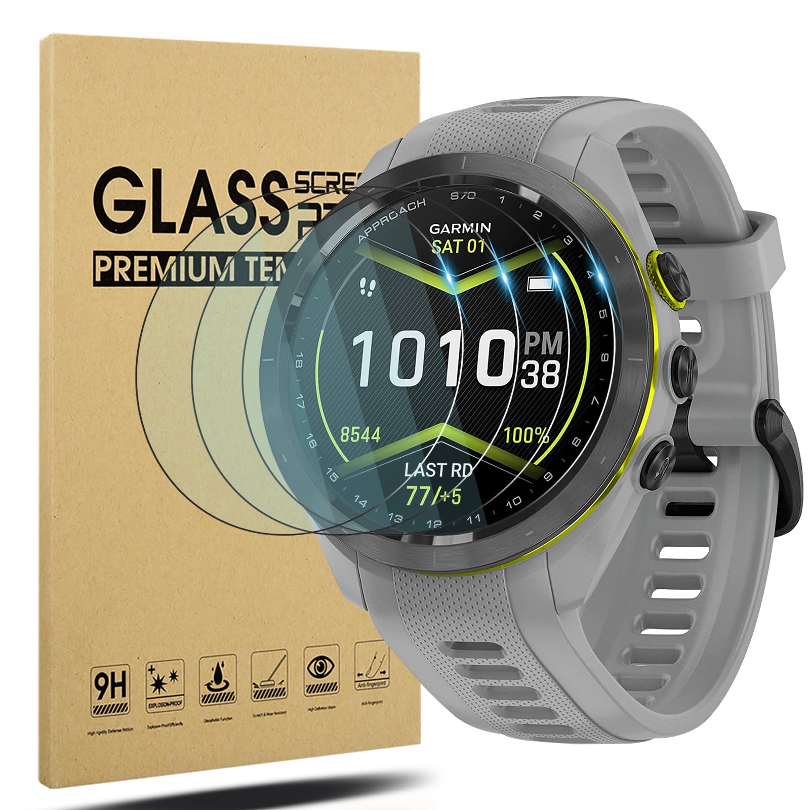 Diruite 4-Pack for Garmin Vivomove HR Screen Protector Tempered Glass [2.5D 9H Hardness] [Anti-Scratch] [No-Bubble]