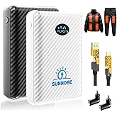 SUNNOBE 2 Pack 10000mAh Battery Pack Heated Vest for Most Heated Apparel, 7.4V/5V 10000mAh Power Bank for Heated Vest with DC/USB/Type-C Output and LED Display for Heating Clothing and Phones