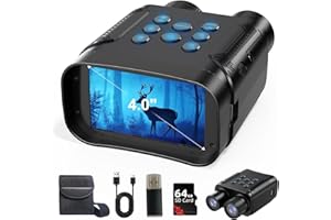 EQUEEN Night Vision Goggles,Full-Color 4K Night Vision Binoculars with 8000mAh Rechargeable Battery, 64GB Card, 7 Levels IR and 5X Digital Zoom 1968FT Viewing Range for Camping Hunting Essentials& Security