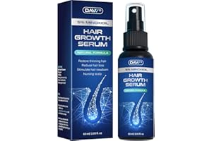 DAVV Minoxidil for Men Women Hair Growth Oil: Minoxidil 5 Percent with Biotin Hair Growth Serum for Men Hair Beard Regrowth Treatment - Minoxidil Spray for Stronger Thicker Longer Hair - 60ml