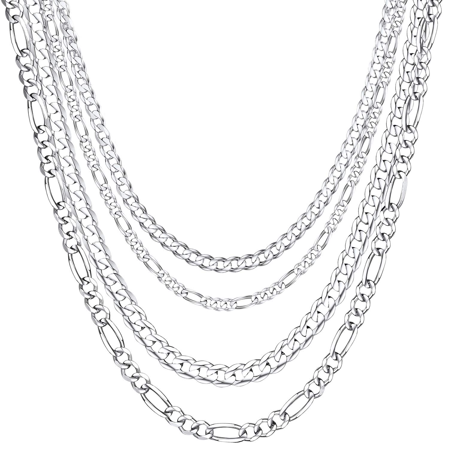 Figaro Man Necklace 5mm Sterling Silver Chain for Men Figaro Silver Chain