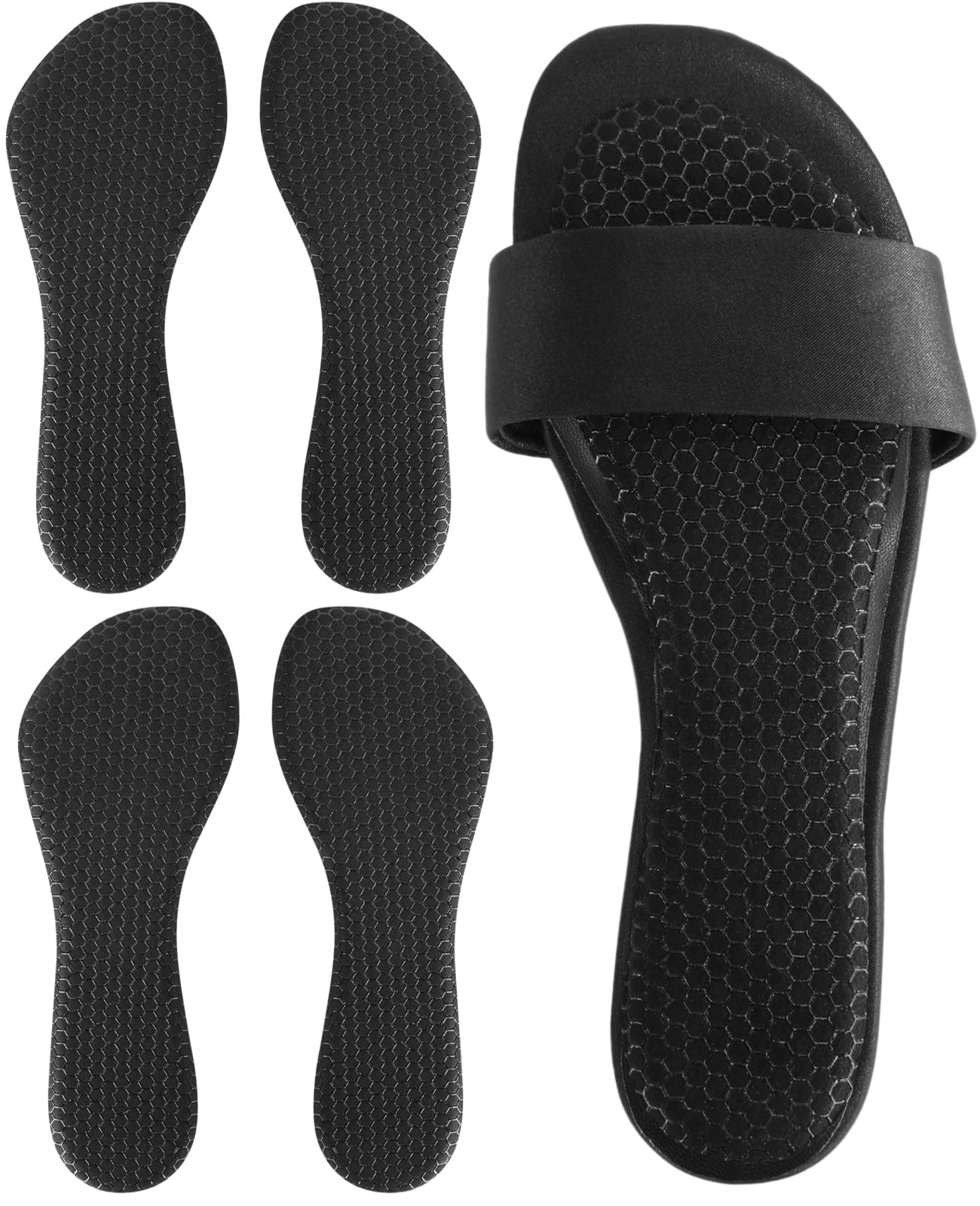 Photo 1 of 2 Pairs Gel Cushion High Heel Inserts, Self-Adhesive Sandal Inserts Insoles Women, New Anti Slip Design, 3/4 Length Dress Shoe Inserts Pain Relief for Flats, Sneakers, 2 Black 5-8 US Size