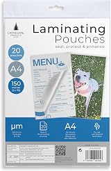 Cathedral Products 20 Pack A4 Laminating Pouches 150 Micron Gloss