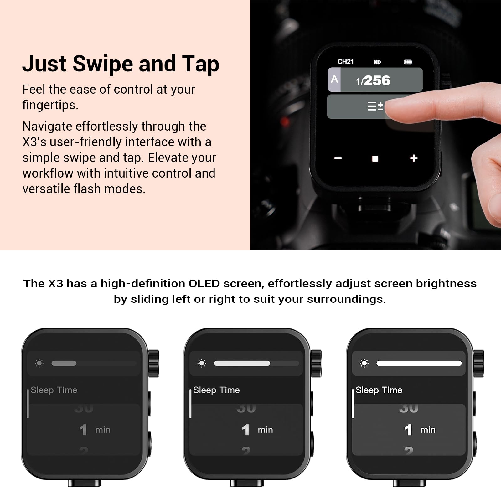 Godox X3C X3-C TTL Wireless Flash Trigger for Canon Camera, 2.4G Wireless Touchscreen Flash Transmitter, Support TTL Auto/Manual/Multi Flash, Built-in Lithium Battery, High-Definit OLED Screen