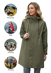 Zando Womens Rain Jacket with Hood - Travel Rain