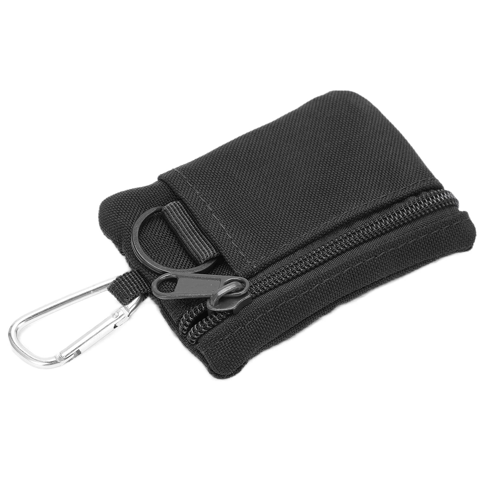 Watris Veiyi Mini EDC Men's Outdoor Mini Wallet EDC Bag Pouch with Carabiner for Camping Hiking Cycling (10.5 x 8 x 1.5 cm) (Black)