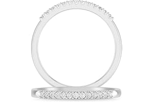 INSPEREZA NEW YORK Inspereza 10k Real Solid Gold Minimalist Thin Stackable Diamond Engagement Ring | 1/10 Ct tw Diamond Anniversary Wedding Band for Women | Simple Gold Stacking Rings - Size 4-9